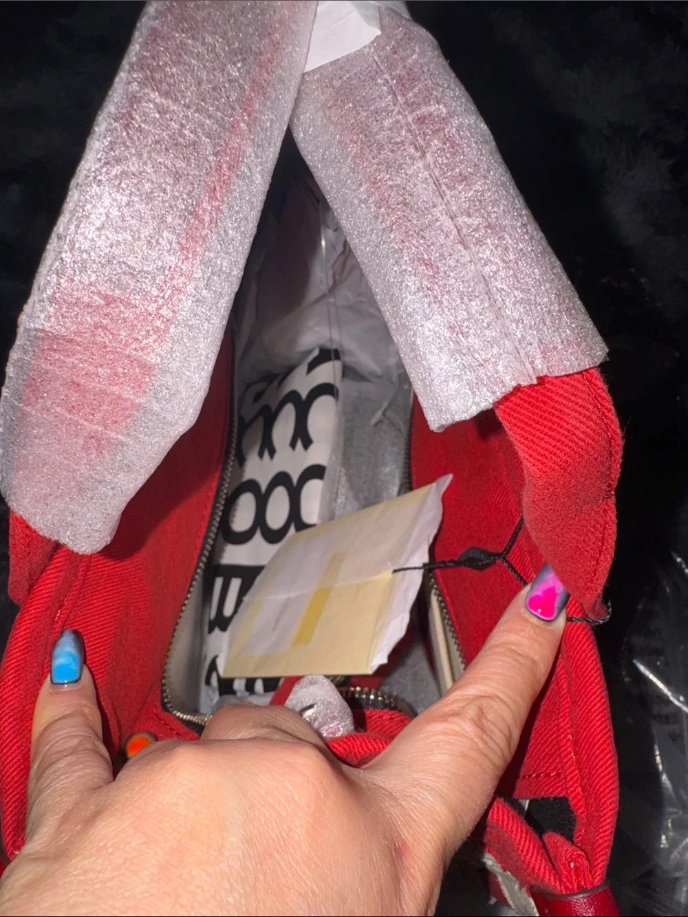 Marc Jacobs Red, Cream & Navy Striped Canvas Tote Bag
